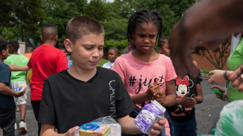 Children receiving food